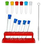 ULTECHNOVO Test Tubes for Children, Plastic Test Tubes with Stand and Dropper Pipettes Cleaning Brush for Science Experiments Kids Water Play Educational Toy Kits for Boys and Girls