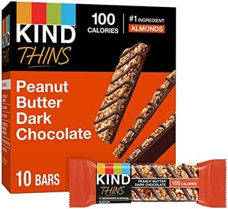 KIND Thins Peanut Butter Dark Chocolate Bars, Gluten Free, 100 Calories, 0.74 oz Bars, 10 Count