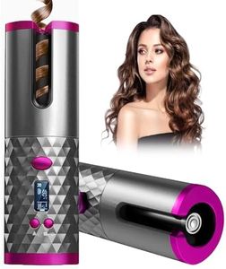 SevenPanda Hair Curler,Rotating Curling Tongs, Curling Iron, Cordless Auto Curler Restriction with Built-in Rechargeable Battery, Ceramic Professional Hair Curler USB Charging and Portable