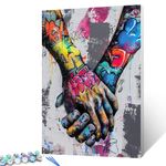 Tucocoo Couple Holding Hands Graffiti DIY Oil Painting by Numbers for Adults Wall Decor Gift 16''x20''