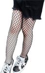 Geagodelia Girls Tights Halloween Fishnet Tights Stockings Leggings Socks Fish Nets Stockings Nylon Halloween Costume Tights (One Size, medium net Black)