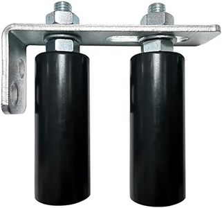Mageway Universal Slide Gate Guide Roller 4" Black L Rear Post Bracket Adjustable Dual Nylon Rollers Gate Support Assembly for Sliding Rolling Gates (1 Set)
