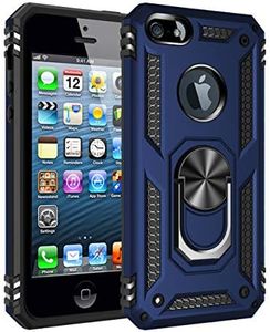 Cavor for iPhone 5 iPhone 5S iPhone SE 2016 Case (4.0") TPU Case PC Bumper 360° Rotation Ring Holder Kickstand Back Cover [Work with Magnetic Car Mount] Shockproof Protective Cover-Navy Blue