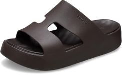 Crocs Women's Getaway Platform H-Strap Sandals, Wedge Sandals for Women, Espresso, 7