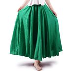 Aeslech Big Girls Cotton Long Maxi Skirts Casual Renaissance Fairy Boho Victorian Gothic Skirts Grass Green Tag 150-10-11Y