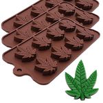 Marijuana Pot Leaf Silicone Candy Mold Trays for Chocolate Cupcake Toppers Gummies Ice Soap Butter Small Brownies or Party Novelty Gift 3 Pack