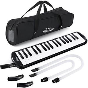 Eastar 37 Key Melodica Instrument with Mouthpiece Air Piano Keyboard, Carrying Bag, Black