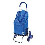 dbest products Stair Climber Trolley Dolly Folding Grocery Cart 3 Wheels Heavy Duty Shopping Hand Truck Made for Condos Apartments,39 inch Handle Height, 17.25" x 15.25" x 39.5", Blue