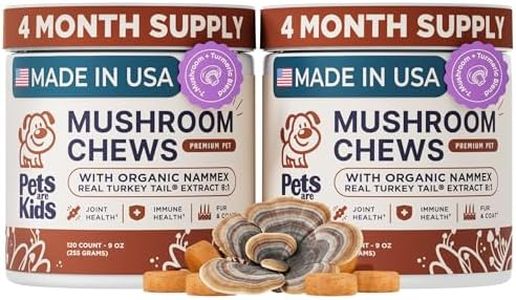 Pets are Kids Turkey Tail Mushroom for Dogs with Organic Real Turkey Tail™ - 8:1 Extract Mushroom Chews for Immune System Health, Gut, Skin & Joint Support - Reishi, Lion's Mane - 240 Chews