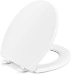 Round Toilet Seat Slow Quiet Close Seat Cover Fit Standard Round Toilet White Toilet Seat with Metal Inserts Easy to Install, Non-slip Seat with Rubber Bumpers Provides Comfort Relieves Pressure Point