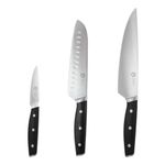 MasterChef Chef Knife Set of 3 Professional Quality Kitchen Knives (Chef, Santoku & Paring) for Precision Home Cooking, High Carbon Stainless Steel Blades & Triple Riveted Handles