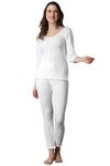 Wearslim® Women’s Cotton Quilted Winter Lightweight Thermal Underwear for Women Long Johns Set with Fleece Lined Soft Warmer Color - White (Size - Medium)