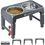 LumoLeaf Elevated Dog Bowls, 4 Height Adjustable Stand, Raised Dog Food and Water Bowls Stainless Steel, Non Slip Tall Feeding Station Adjusts to 3.3”, 9.5”, 10.5”, 11.6” for Small Medium Large Dogs