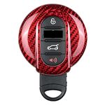 M.JVisun Genuine Carbon Fiber Key Fob Cover For BMW Mini Cooper S JCW F54 Clubman F55 Hardtop F56 Hatchback F57 Covertible Cabrio F60 Countryman Car Remote Key Fob Case For Men Women - Red