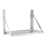 Royal Catering Stainless Steel Wall Shelf Folding Shelf Commercial Kitchen Shelf 60x30cm 40kg RC-BFWH6030 (Silver, Shelf Thickness 30mm, Stainless Steel AISI 201)