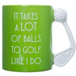 Boxer Gifts 'It Takes A Lot of Balls to Golf Like I Do' Unique Golf Mug | Gag & Joke Gifts for Golfers - Funny Golf Gifts for Men Dad Women | Novelty Club Shaped Handle