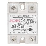 Solid State Relay, SSR-40AA 40A Solid State Relay Module For Industrial Automation Process, AC-AC Input 90-250V AC Output 24-480V AC, Relay