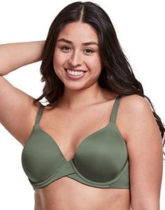 Maidenform One Fab Fit Underwire Bra, Push-Up T-Shirt Bra, Modern Demi Bra, Lightly Padded Bra with Convertible Straps, Herbal Olive Green, 34D