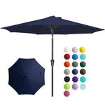 JEAREY 9FT Outdoor Patio Umbrella Outdoor Table Umbrella with Push Button Tilt and Crank, Market Umbrella 8 Sturdy Ribs UV Protection Waterproof for Garden, Deck, Backyard, Pool (Navy Blue)