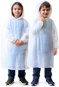 Eco-Friendly Rain Poncho - Kid (S) size (6-10 years) | 5 pack Rain Gear with Adjustable Hood and Long Sleeves | Ideal for Theme Parks, Festivals, Concerts & Sports Events | Compostable