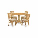 DLVA5-OAK-C 5 Pc Small Kitchen Table Set-Drop Leaf Table and 4 dinette Chairs