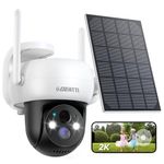 DEATTI Solar Security Camera, 2K Security Camera Wireless Outdoor, Solar Powered Security Camera for Home with Night Vision, PTZ Control, 2-Way Audio, Floodlights, IP66 Waterproof