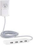 UltraPro GE Wall Charger, 4 Port USB Charger, 6 Ft Cord, Multi USB Charger Station, White, 44139