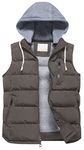 CREATMO US Men's Outdoor Recreation Vest Winter Puffer Ski Vest Jacket Fall Clothe With Pocket Brown L