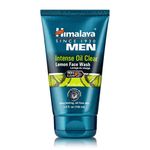 Himalaya Men's Intense Oil Clear Lemon Face Wash, Deep Cleaning Daily Facial Cleanser, Non-Drying, For Normal to Oily Skin, 3.38 oz