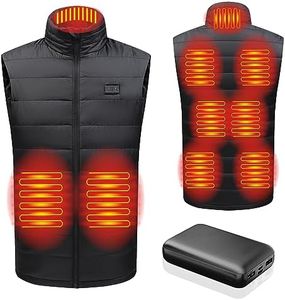 TAMEYA Mens Heated Vest with 3 Heating Level & 9 Heating Zones, Washable Lightweight Zip Heated Vest with Battery Pack, Black, Small