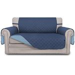 Easy-Going Sofa Slipcover Reversible Loveseat Cover Water Resistant Couch Cover Furniture Protector with Elastic Straps for Pets Kids Children Dog Cat(Loveseat, Dark Blue/Light Blue)