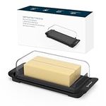 KITCHENDAO Airtight Butter Dish with Lid for Countertop and Fridge, Dishwasher Safe, Plastic Butter Container for 2 Sticks East Coast/West Coast/European Style/Kerrygold Butter, Black