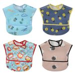 norinori Baby bibs Waterproof Feeding bib - Starter Bib with Catcher Pocket For Todder Infants Washable Soft 4Pac 6-24M