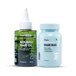 Traya Hair Nourish Combo | Nourish Oil & Hair Ras | For Natural Shine, Hair Fall Control, Nourishment & Growth | Contains Ashwagandha, Bhringraj, Shatavari, Amla & Argan Oil, Castor Oil & Rosemary Oil