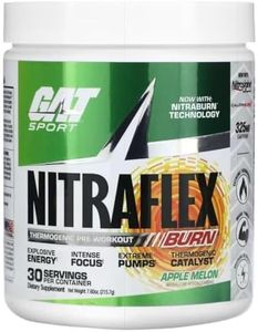 GAT Sport Nitraflex Burn Apple Melon Flavor Pre-Workout Formula 215.7 g