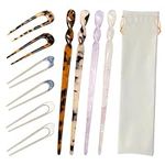 10 Pcs Acetate Hair Sticks, Vintage Hair Chopstick Sticks for Long Hair, U Shaped Hair Pins Leopard Print Shell Hairpin Bun Pins Hair Fork Hair Styling Accessories for Women