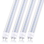 JOMITOP 28w Led Tube Light Bulb 4ft, Ballast Bypass Required,2pin G13 End 3360 Lumens, Cold White 6000K, Replace 80W Fluorescent Light,Dual-End Powered Clear Cover AC 85-265V Pack of 4