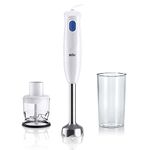Braun MultiQuick 1 Hand Mixer MQ10.201MWH, Lightweight Mixer with EasyTwist Technology, One Speed, 350ml Chopper and 600ml Beaker Included, 450W, White