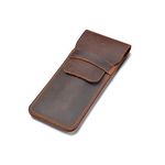 Daimay Crazy Horse Large Leather Pen Case, Handmade Fountain Pen / Multi-Pen Case, Brown