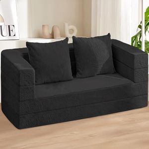 Cansunna Folding Bean Bag Chair for Adults,3-in-1 Bean Bag Couch Faux Fur Floor Sofa Large Beanbag Convertible Bean Bag Sofa Bed with Pillow,Bedroom,Living Room(Large,Black)