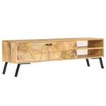 vidaXL TV Cabinet - Solid Mango Wood Construction with Ample Storage Space - Easy to Assemble - Rustic Style TV Stand for Living Room or Bedroom