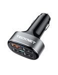 TECKNET USB Car Charger 54W 4-Port USB Car Charger Adapter QC 3.0 Port Compatible with iPhone 13 12 11 Pro Max X XR XS 8 Samsung Galaxy Note 20/10 S21/20/10 Google Pixel