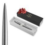 Parker Jotter Ballpoint Pen | Stainless Steel with Chrome Trim | Medium Point | Handwriting Pens & Stationery Supplies | Blue Ink | Gift Box