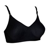 Generic Women's Cotton Non-Padded Wire Free T-Shirt Bra Black