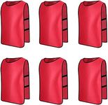 Senston Sports Pinnies 6/12 Pack Scrimmage Training Vests Jerseys Bibs Adult Youth for Football Basketball Volleyball Hockey Red