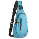 TITECOUGO Small Sling Bag Lightweight Crossbody Bag for Women Men Hiking Backpack Travel Shoulder Bag Chest Daypack for Gym Work Casual Cycling Outdoor Sports Z1-Canvas, Sky Blue