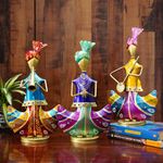 Ekhasa Metal Show Pieces for Home Decor | Gift Items for Showcase or TV Unit Decoration | Statue or Figurines or Artifacts for Table or Living Room Decorative Items (Musicians - Set of 3)