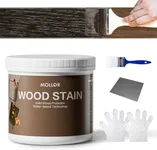 MOLLOR Wood Stain Water Based, Multiple Finishes Wood Oil for Indoor and Outdoor Furniture, Wood Paneling, Cabinets and More, Fast Drying, Low Odor (32oz, Black Walnut with Tools)
