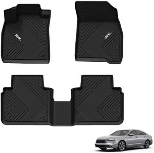 3W Floor Mats Fit for Honda Accord 2023 2024(Include Hybrid Model) All Weather Heavy Duty Custom Fit TPE Car Floor Liners for Accord Front & Rear Rows, Black