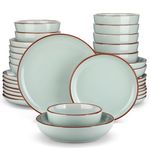 vancasso Dinner Sets, Nymph Jade Plates and Bowls Set, 32-Piece Color Glaze Crockery Set with 10.5in Dinner Plate, 8in Salad Plate, 1340ml Pasta Bowl and 800ml Cereal Bowl